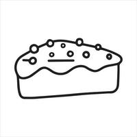 vector tekening in doodle stijl cake. eenvoudige lijntekening van gebak, cake. zwart-wit afbeelding