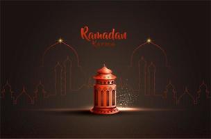 ramadan kaart met rode lantaarn vector