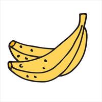 vectorillustratie in doodle stijl, tekenfilm. bananen. eenvoudig pictogram twee gele, rijpe bananen. illustraties fruit eten vector