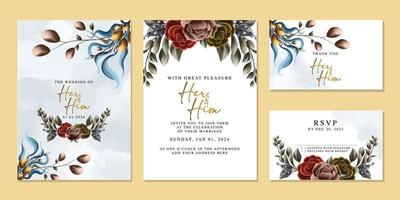 elegante bloemen bruiloft uitnodigingskaart in scandinavische kleuren vector