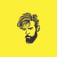 baard kapper logo vector ontwerpsjabloon