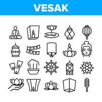 vesak dag boeddhisme collectie iconen set vector