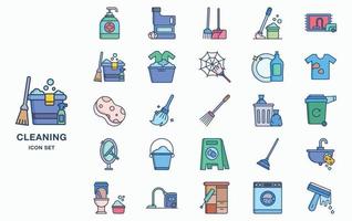 huishoudelijke schoonmaak en hygiëne icon set vector