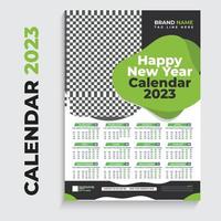 wandkalender 2023 ontwerpsjabloon groen gratis download vector