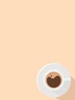 vector geïsoleerde witte kopjes koffie met lepel, boven- en zijaanzicht, cappuccino, americano, espresso, mokka, latte, cacao