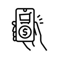 online kopen telefoon app lijn pictogram vectorillustratie vector