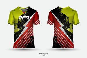 fantastische sportjersey design t-shirts met voor- en achteraanzicht vector