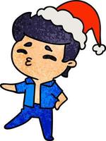 kerst getextureerde cartoon van kawaii boy vector