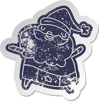 verontruste oude sticker kawaii van de kerstman vector