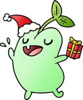 kerstverloopcartoon van kawaiizaad vector