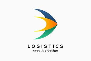 logo logistiek, logistiek en rederij. pijlpictogram met kleurrijk creatief concept vector