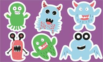 naadloos patroon met grappige monsters. stickermonster vector