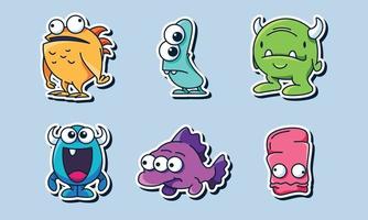 naadloos patroon met grappige monsters. stickermonster vector