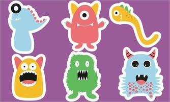 naadloos patroon met grappige monsters. stickermonster vector