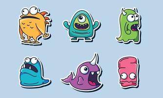 naadloos patroon met grappige monsters. stickermonster vector