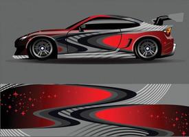 auto wrap ontwerp vector. grafische abstracte streep racen achtergrond kit ontwerpen voor wrap voertuig race auto rally avontuur en livery vector