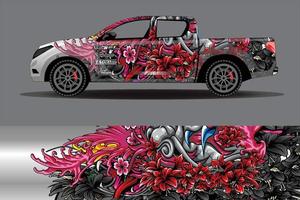 auto wrap ontwerp vector. grafische abstracte streep racen achtergrond kit ontwerpen voor wrap voertuig race auto rally avontuur en livery vector