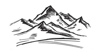 berglandschap, met de hand getekende illustratie vector