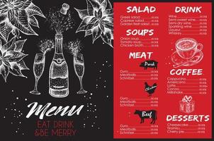 kerstmenu. vector hand getekende illustratie. ontwerp sjabloon.