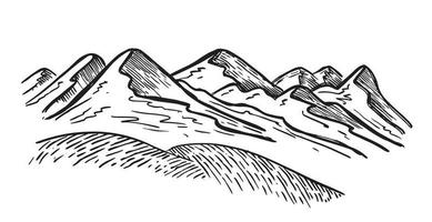 berglandschap, met de hand getekende illustratie vector