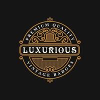 vintage luxe ornament logo vector