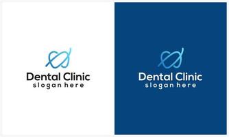 lijn kunst tandheelkundige logo sjabloon, eenvoudige tandheelkundige pictogram met blauwe kleur vector