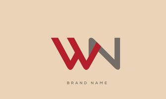 alfabet letters initialen monogram logo wn, nw, w en n vector