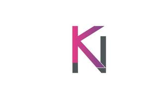 alfabet letters initialen monogram logo kn, nk, k en n vector