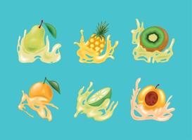 fruit en spatten vector