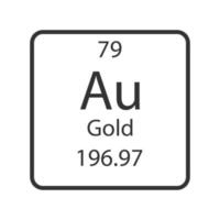 gouden symbool. scheikundig element van het periodiek systeem. vectorillustratie. vector