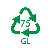 laag loodglas. glas recycling code 75 gl. vector illustratie