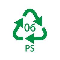 ps 06 recyclingcode symbool. plastic recycling vector polystyreen teken.
