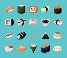 set van sushi vector