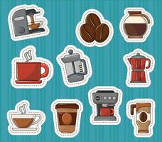 koffie sticker pictogrammen vector