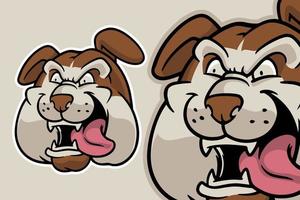 bulldog hoofd mascotte vector illustratie cartoon stijl