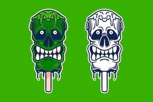 boos groene schedel ijs mascotte vector illustratie cartoon stijl