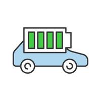 volledig opgeladen elektrische auto batterij kleurpictogram. automatisch opladen voltooid. milieuvriendelijke indicator voor het batterijniveau van de auto. geïsoleerde vectorillustratie vector