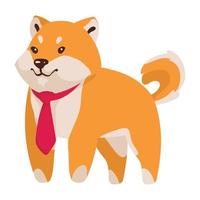 shiba inu draagt stropdas vector