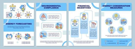 strategische energieplanning blauwe brochure sjabloon. financiële prikkels. folderontwerp met lineaire pictogrammen. 4 vectorlay-outs voor presentatie, jaarverslagen. vector