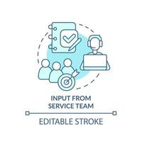 input van service team turquoise concept icoon. het identificeren van de behoeften van de klant abstracte idee dunne lijn illustratie. geïsoleerde overzichtstekening. bewerkbare streek. vector