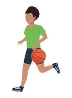 afro vrouw die basketbal beoefent vector