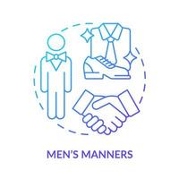 mannen manieren blauw kleurverloop concept icoon. elegante en welgemanierde gradiënt man. sociale etiquette abstracte idee dunne lijn illustratie. geïsoleerde overzichtstekening. vector