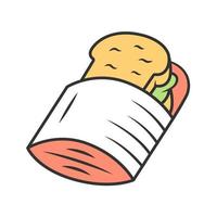 herbruikbare boterhamzak kleur icoon. afvalvrije recyclebare papieren lunchtas voor hamburgers. milieuvriendelijke snackcontainer. geÃ¯soleerde vector illustratie..