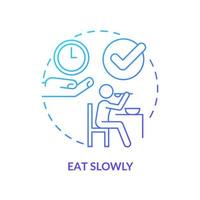 eet langzaam blauw kleurverloop concept icoon. haast je niet. tafelmanieren en gedrag. restaurant etiquette abstracte idee dunne lijn illustratie. geïsoleerde overzichtstekening. vector