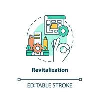 revitalisering concept icoon. stadsvernieuwing. erfgoed objecten behoud type abstracte idee dunne lijn illustratie. geïsoleerde overzichtstekening. bewerkbare streek. vector