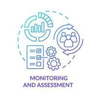 monitoring en beoordeling blauw kleurverloop concept icoon. voortgang evalueren. sociale planning fase abstract idee dunne lijn illustratie. geïsoleerde overzichtstekening. vector