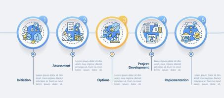 erfgoedconservering proces cirkel infographic sjabloon. datavisualisatie met 5 stappen. proces tijdlijn info grafiek. workflowlay-out met lijnpictogrammen. vector