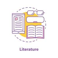 literatuur concept icoon. bibliotheek idee dunne lijn illustratie. boeken lezen. vector geïsoleerde overzichtstekening