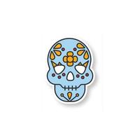 dag van de dode patch. schedel met bloemen ornament. 31 oktober. dia de muertos. kleur sticker. vector geïsoleerde illustratie