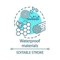 waterbestendig materialen concept icoon. waterdichte stoffen idee dunne lijn illustratie. gewaxte, hydrofobe substantie met vloeibare druppels. vector geïsoleerde overzichtstekening. bewerkbare..